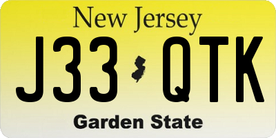 NJ license plate J33QTK