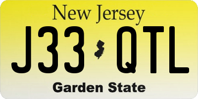 NJ license plate J33QTL