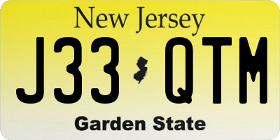 NJ license plate J33QTM