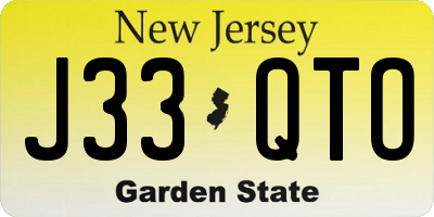 NJ license plate J33QTO