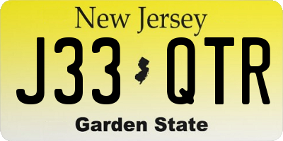 NJ license plate J33QTR