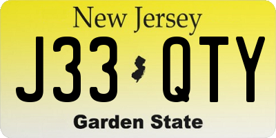 NJ license plate J33QTY