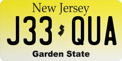 NJ license plate J33QUA