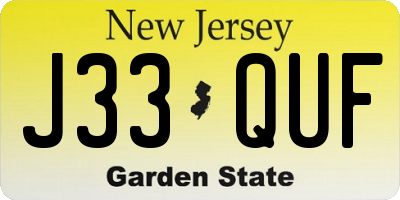 NJ license plate J33QUF