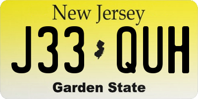 NJ license plate J33QUH