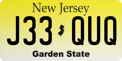 NJ license plate J33QUQ