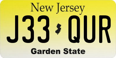 NJ license plate J33QUR