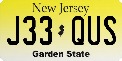 NJ license plate J33QUS