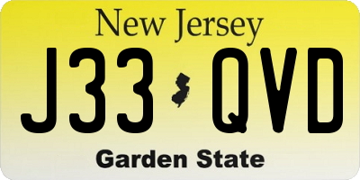 NJ license plate J33QVD