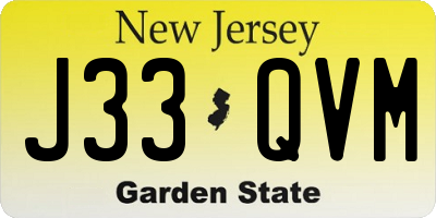 NJ license plate J33QVM