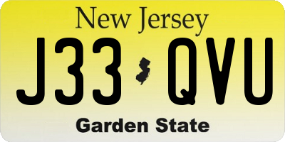 NJ license plate J33QVU