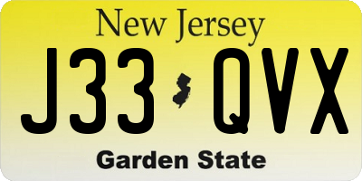 NJ license plate J33QVX