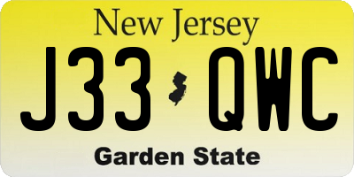 NJ license plate J33QWC