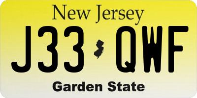 NJ license plate J33QWF