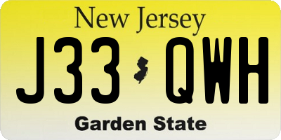 NJ license plate J33QWH