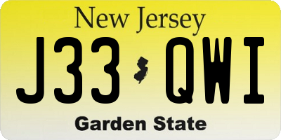 NJ license plate J33QWI