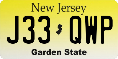 NJ license plate J33QWP