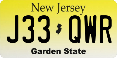 NJ license plate J33QWR