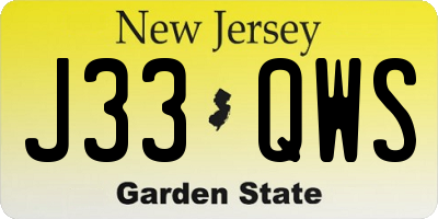 NJ license plate J33QWS