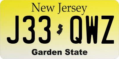 NJ license plate J33QWZ