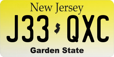 NJ license plate J33QXC