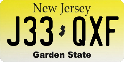 NJ license plate J33QXF