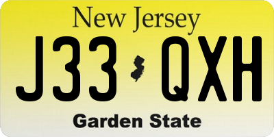 NJ license plate J33QXH