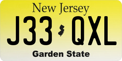 NJ license plate J33QXL