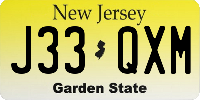 NJ license plate J33QXM