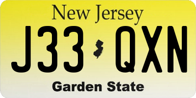 NJ license plate J33QXN