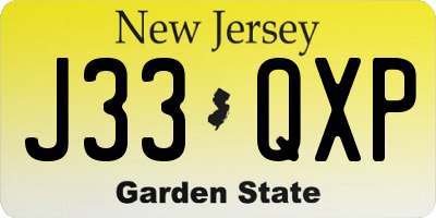 NJ license plate J33QXP
