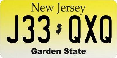 NJ license plate J33QXQ