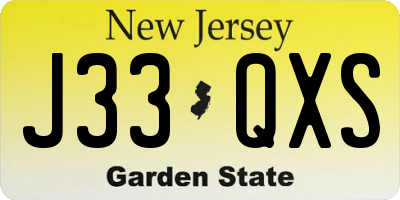 NJ license plate J33QXS