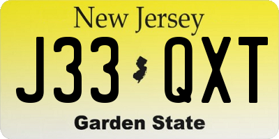 NJ license plate J33QXT