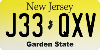 NJ license plate J33QXV