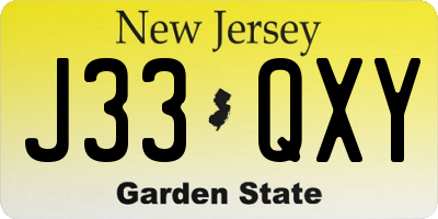NJ license plate J33QXY