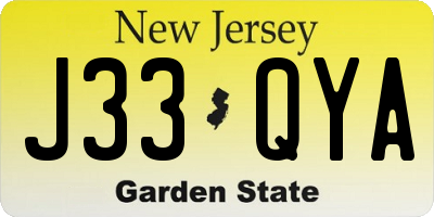NJ license plate J33QYA