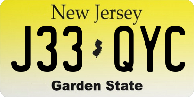 NJ license plate J33QYC
