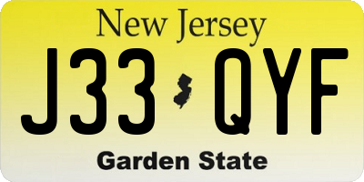 NJ license plate J33QYF