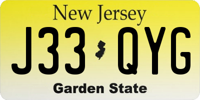 NJ license plate J33QYG