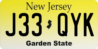 NJ license plate J33QYK