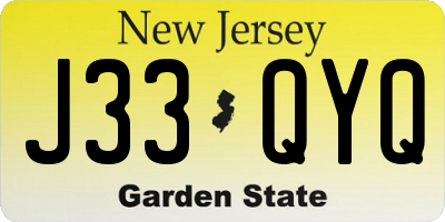 NJ license plate J33QYQ