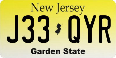 NJ license plate J33QYR