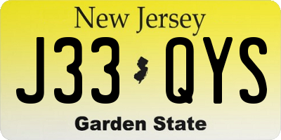 NJ license plate J33QYS