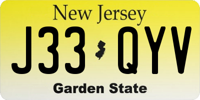 NJ license plate J33QYV
