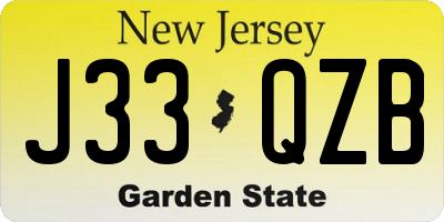 NJ license plate J33QZB