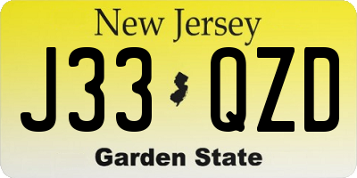 NJ license plate J33QZD