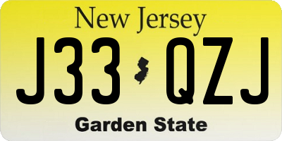 NJ license plate J33QZJ