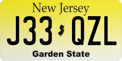 NJ license plate J33QZL
