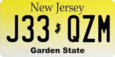 NJ license plate J33QZM